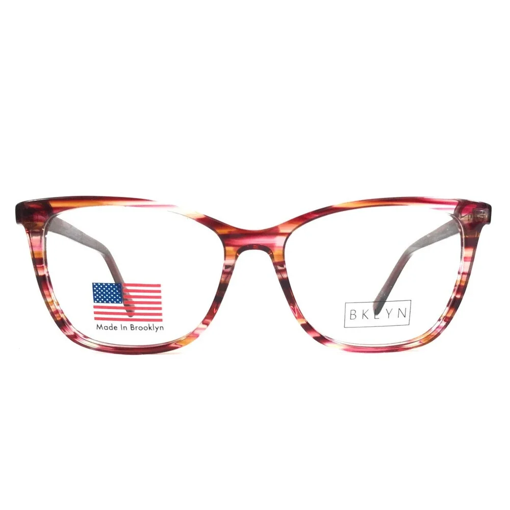 BKLYN Eyeglasses Frames PENN PNKS Striped Pink Cat Eye Full Rim 53-16-140